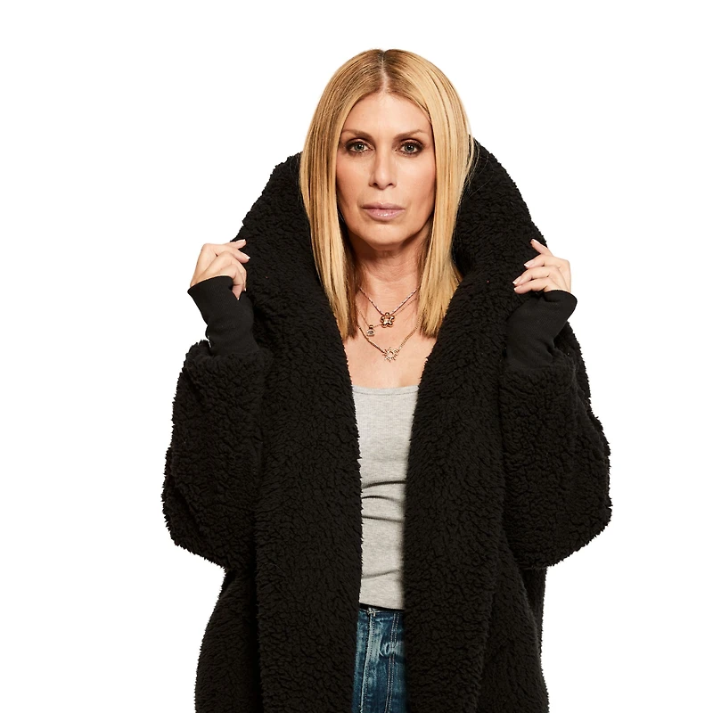 Jill Martin - Robe longue surdimensionnée à capuche noire pour femme, motif Bengals de Cincinnati