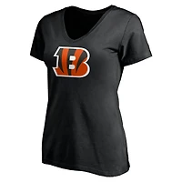 T-shirt à col en V noir Joe Burrow pour femme avec nom et numéro de joueur des Bengals Cincinnati