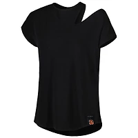 KIYA TOMLIN Chemise noire découpée en trois mélanges des Bengals de Cincinnati pour femme