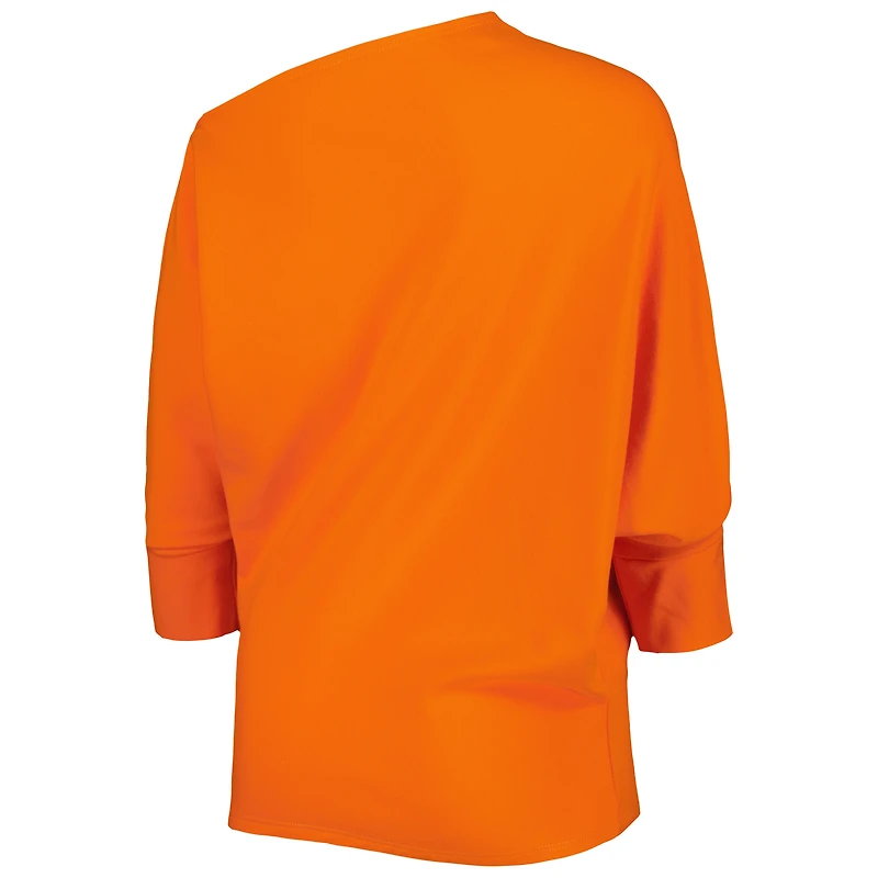 Sweat-shirt KIYA TOMLIN pour femme Orange Cincinnati Bengals Twisted Tri-Blend asymétrique 3/4-Dolman Sleeve Sweatshirt