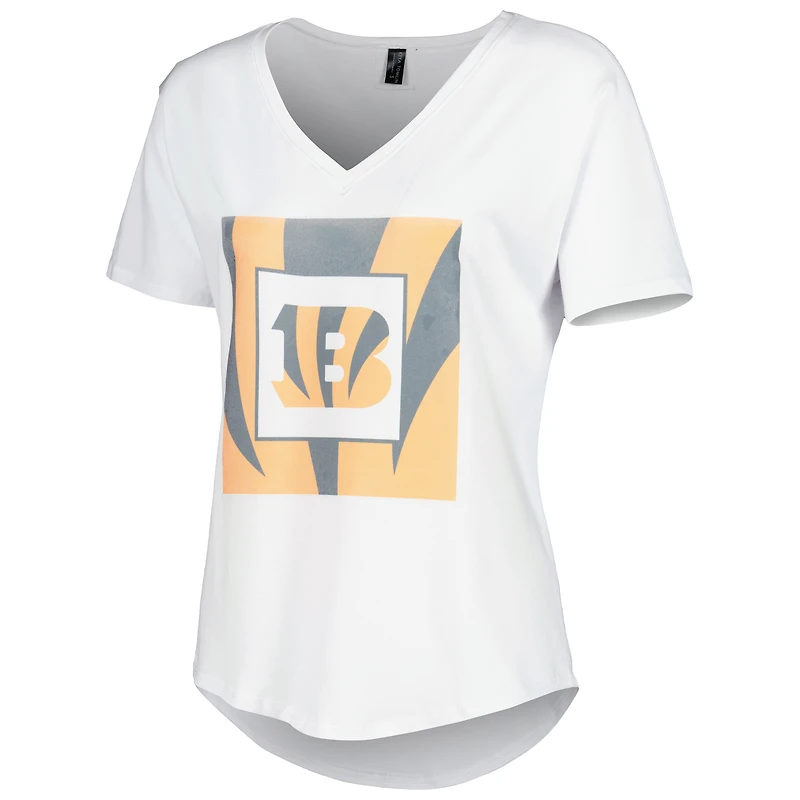 T-shirt blanc à col en V KIYA TOMLIN Bengals de Cincinnati pour femme