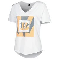T-shirt blanc à col en V KIYA TOMLIN Bengals de Cincinnati pour femme
