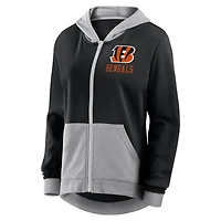 Sweat à capuche zippé en molleton French Terry noir avec logo Athletic Cincinnati Bengals pour femme