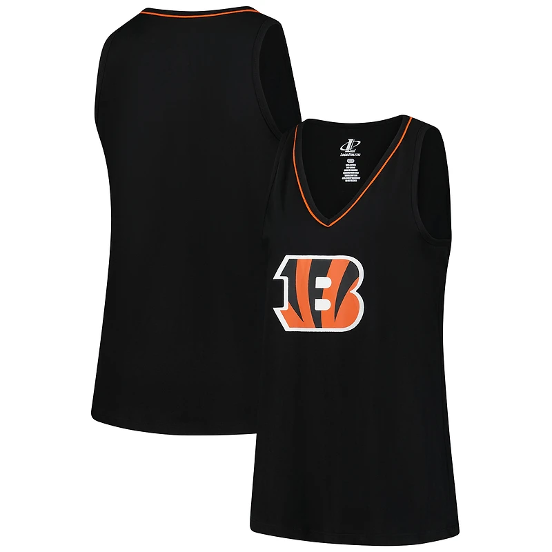 Débardeur à col en V Stellar Win pour femme, noir, avec logo athlétique, grandes tailles, des Bengals de Cincinnati