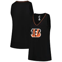Débardeur à col en V Stellar Win pour femme, noir, avec logo athlétique, grandes tailles, des Bengals de Cincinnati