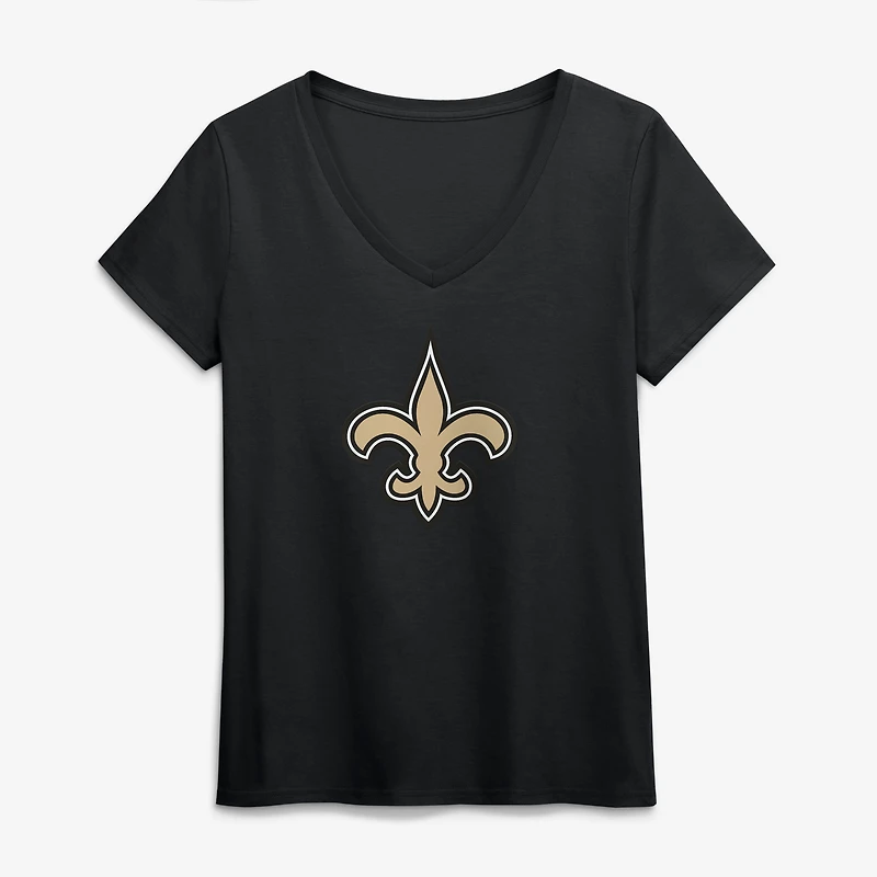T-shirt à col en V noir logo principal des Bengals de Cincinnati pour femmes