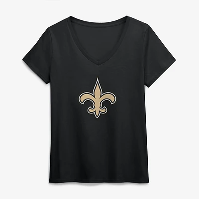 T-shirt à col en V noir logo principal des Bengals de Cincinnati pour femmes