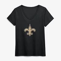 T-shirt à col en V noir logo principal des Bengals de Cincinnati pour femmes