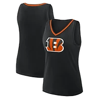 Débardeur à col en V avec logo athlétique noir pour femme des Bengals de Cincinnati