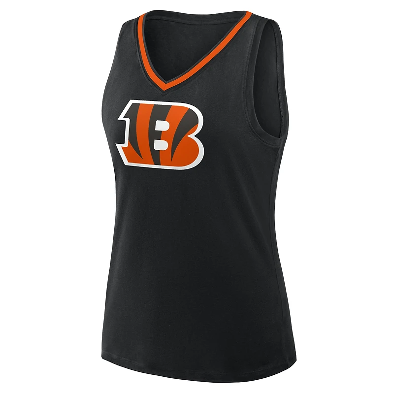 Débardeur à col en V avec logo athlétique noir pour femme des Bengals de Cincinnati