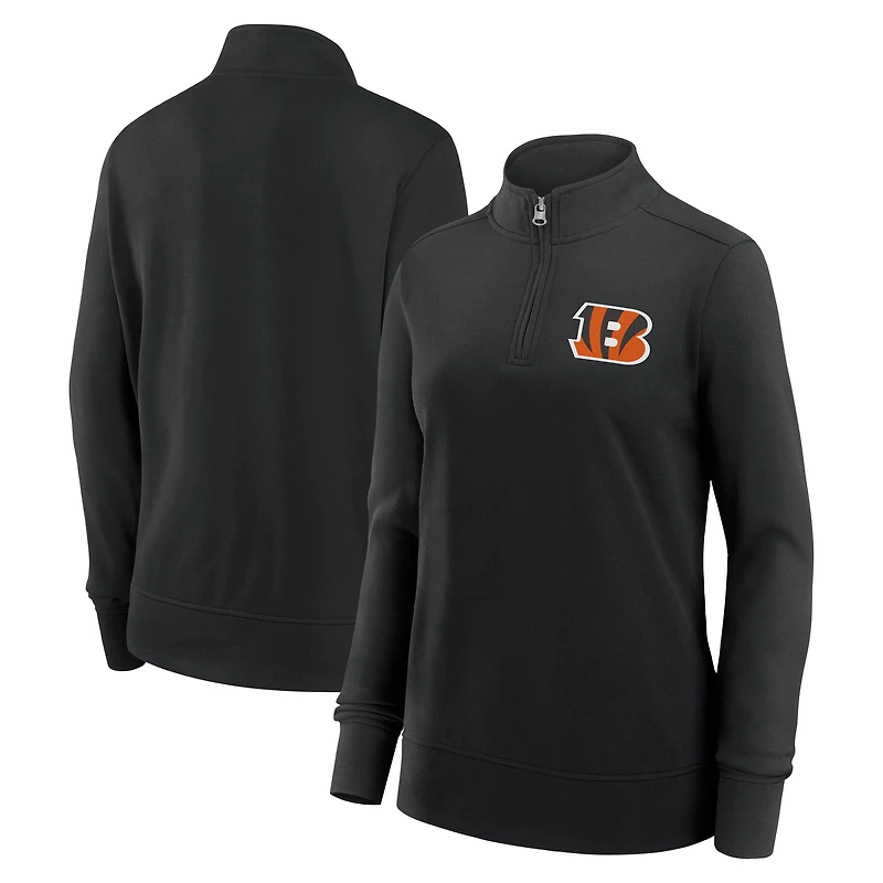 Women's Logo Athletic Black Cincinnati Bengals Velocity Quarter-Zip Jacket