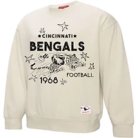 Women's Mitchell & Ness Cream Cincinnati Bengals Shooting Stars Pullover Sweatshirt