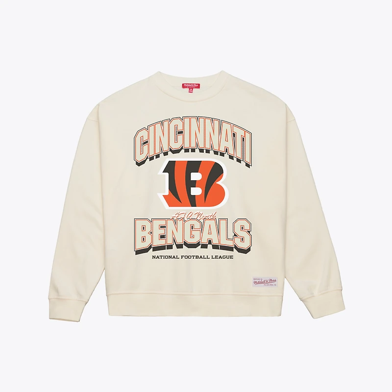 Sweat-shirt Mitchell & Ness crème pour femme Cincinnati Bengals Tonal Arch