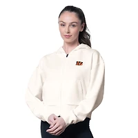 Sweat à capuche zippé Eleanor crème MSX by Michael Strahan pour femme des Bengals de Cincinnati