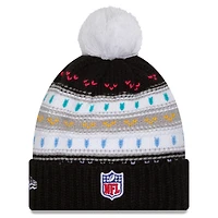 Women's New Era Black Cincinnati Bengals 2025 NFL Crucial Catch Cuffed Knit Hat with Pom