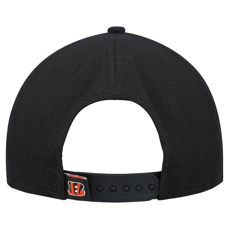 Casquette ajustable New Era noire métallisée 9FORTY M-Crown A-Frame pour femme des Bengals de Cincinnati