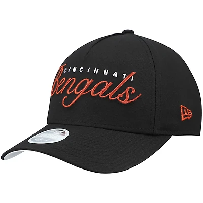 Women's New Era  Black Cincinnati Bengals  Metallic 9FORTY M-Crown A-Frame Adjustable Hat