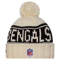 Women's New Era Cream Cincinnati Bengals 2024 Sideline Cuffed Knit Hat with Pom
