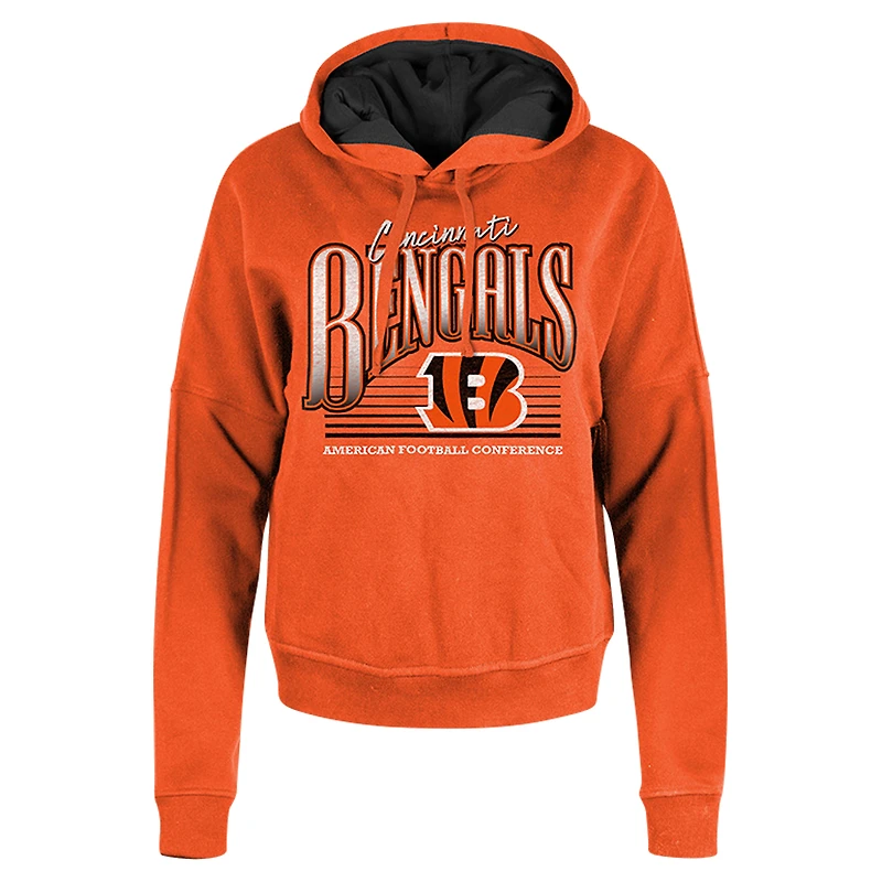 Sweat à capuche boxy orange Cincinnati Bengals New Era pour femme