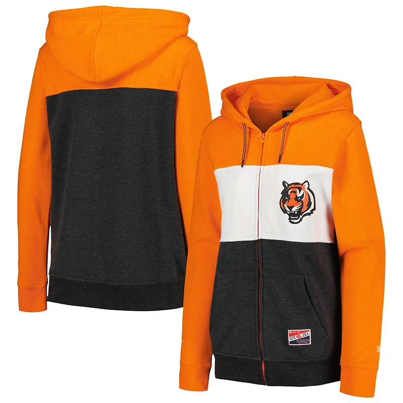 Sweat à capuche entièrement zippé orange Cincinnati Bengals New Era pour femme