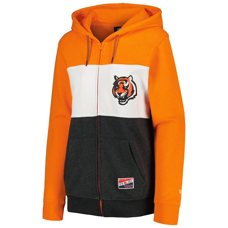 Sweat à capuche entièrement zippé orange Cincinnati Bengals New Era pour femme