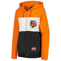Sweat à capuche entièrement zippé orange Cincinnati Bengals New Era pour femme