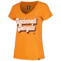 T-shirt à col en V bas orange Cincinnati Bengals New Era pour femme