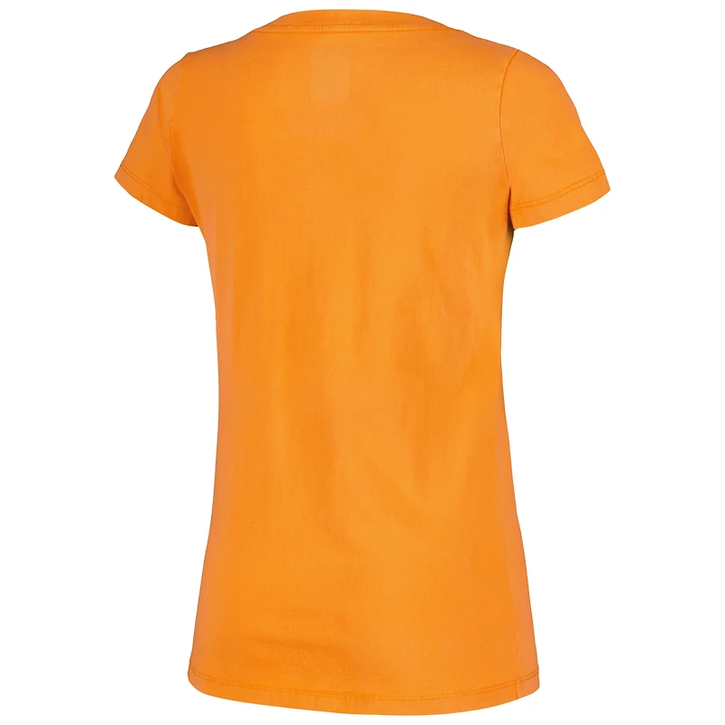 T-shirt à col en V bas orange Cincinnati Bengals New Era pour femme