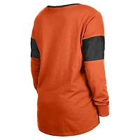 T-shirt à manches longues lacets et col cranté New Era orange pour femme des Cincinnati Bengals