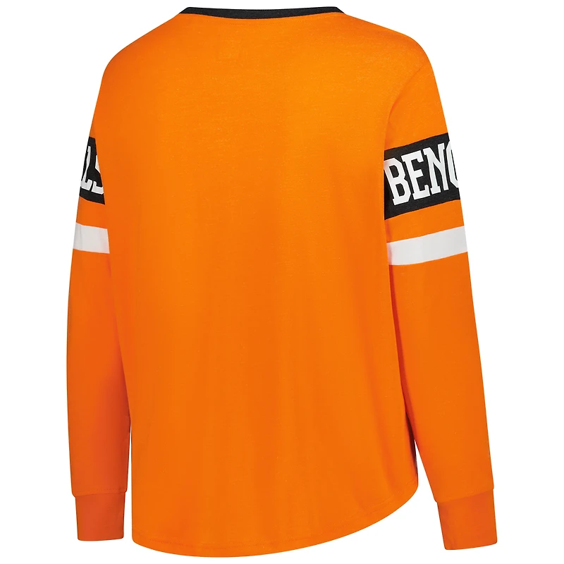 Women's New Era Orange Cincinnati Bengals Plus Throwback Lace-Up Long Sleeve T-Shirt