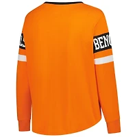 Women's New Era Orange Cincinnati Bengals Plus Throwback Lace-Up Long Sleeve T-Shirt