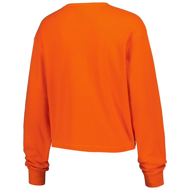 Women's New Era Orange Cincinnati Bengals Sport Night Thermal Long Sleeve Cropped T-Shirt