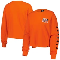 T-shirt court thermique à manches longues pour femme New Era Orange Cincinnati Bengals Sport Night