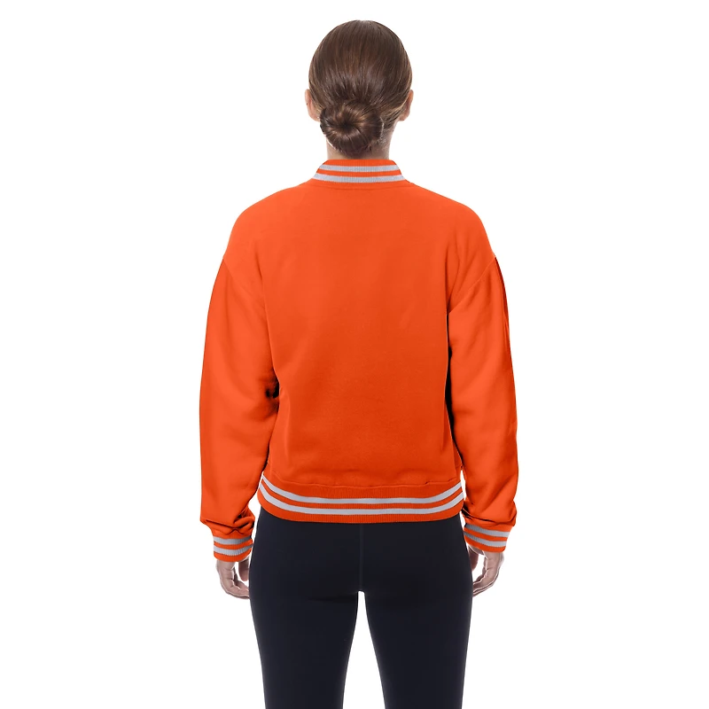 Women's New Era Orange Cincinnati Bengals Throwback Fleece Full-Snap Jacket