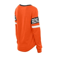 T-shirt à manches longues lacets rétro orange Cincinnati Bengals New Era pour femme