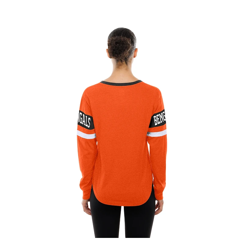 Women's New Era  Orange Cincinnati Bengals Throwback Lace-Up Long-Sleeve T-Shirt