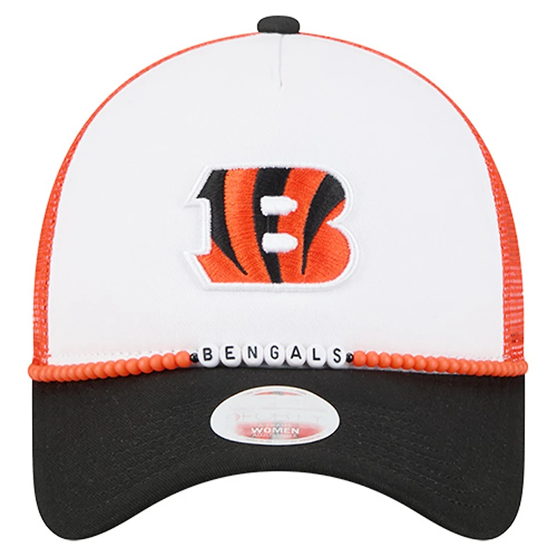 Bracelet d'amitié New Era blanc/noir pour femme des Bengals de Cincinnati, casquette ajustable 9FORTY
