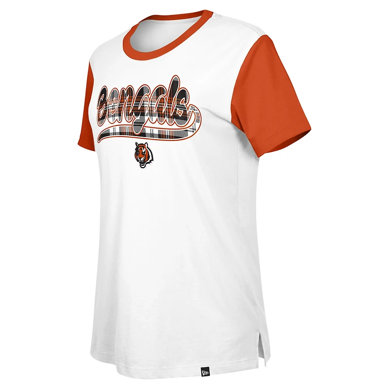 Women's New Era White/Orange Cincinnati Bengals 3rd Down T-Shirt