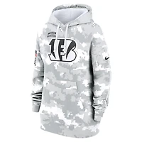 Women's Nike Arctic Camo Cincinnati Bengals 2024 Salute To Service Club Fleece Oversized Pullover Hoodie