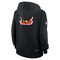 Sweat à capuche Nike noir pour femme Cincinnati Bengals NFL Crucial Catch 2025 Sideline Dri-FIT