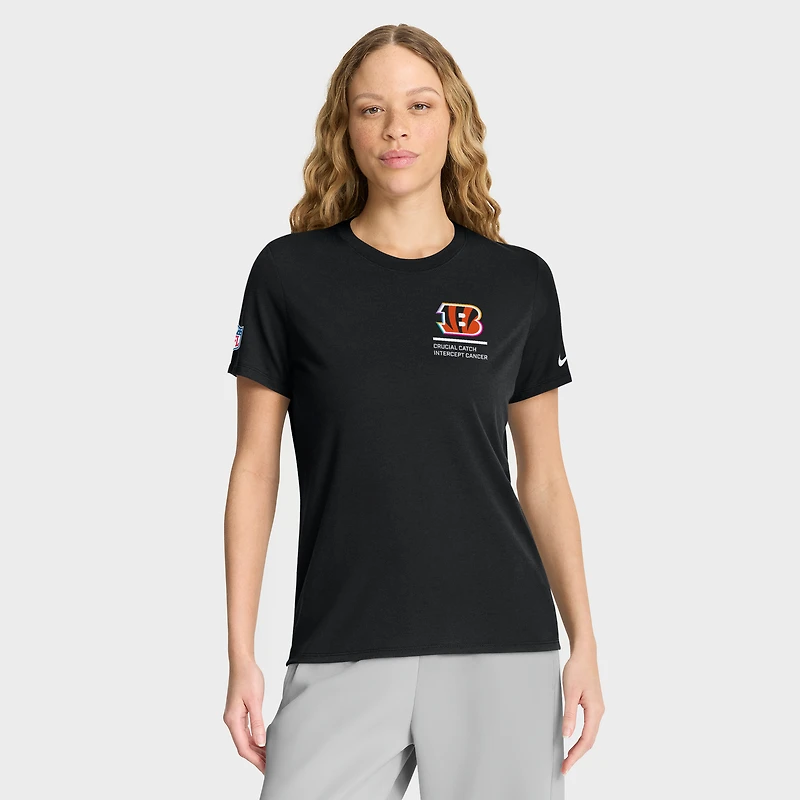 T-shirt Nike noir Cincinnati Bengals 2025 NFL Crucial Catch Tri-Blend Dri-FIT pour femme