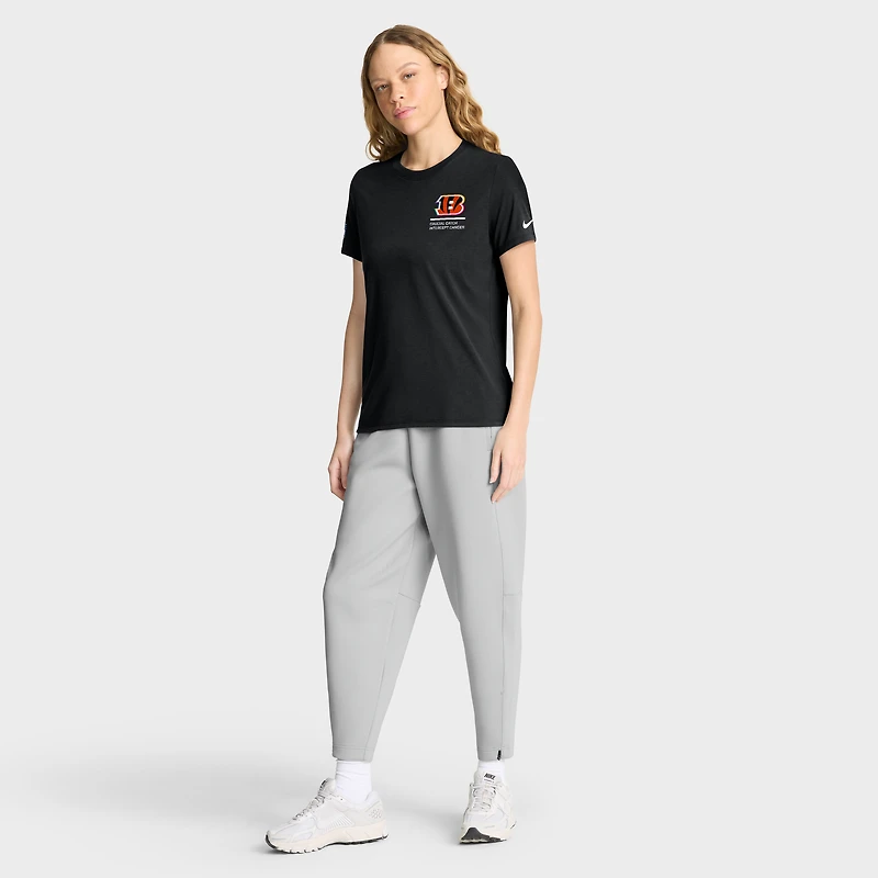T-shirt Nike noir Cincinnati Bengals 2025 NFL Crucial Catch Tri-Blend Dri-FIT pour femme
