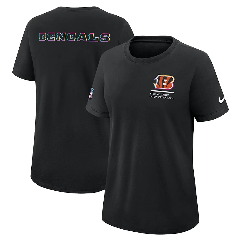 T-shirt Nike noir Cincinnati Bengals 2025 NFL Crucial Catch Tri-Blend Dri-FIT pour femme