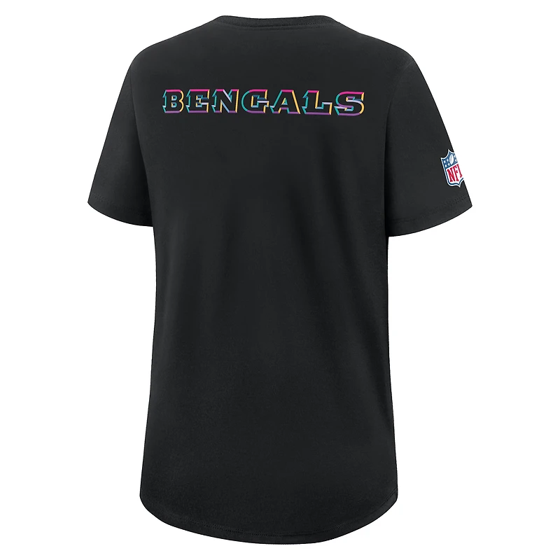 T-shirt Nike noir Cincinnati Bengals 2025 NFL Crucial Catch Tri-Blend Dri-FIT pour femme