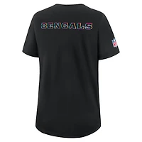 T-shirt Nike noir Cincinnati Bengals 2025 NFL Crucial Catch Tri-Blend Dri-FIT pour femme
