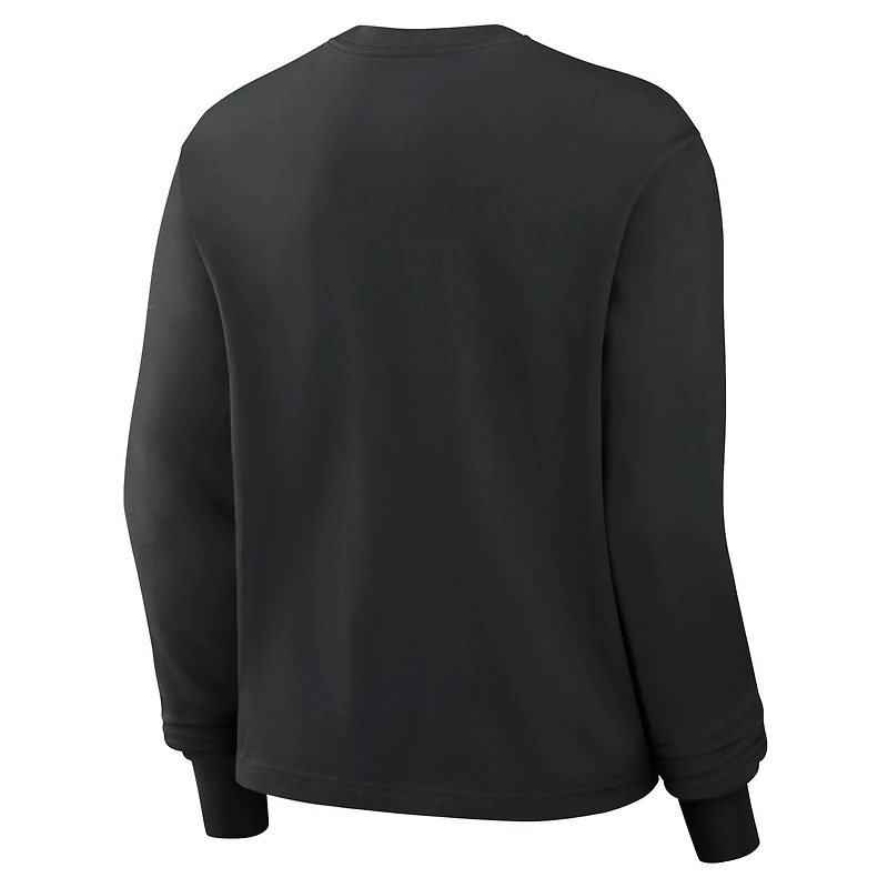 T-shirt à manches longues Nike noir Cincinnati Bengals Boxy pour femme
