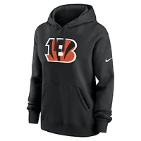 Sweat à capuche en polaire Nike noir pour femme, modèle Cincinnati Bengals Club.