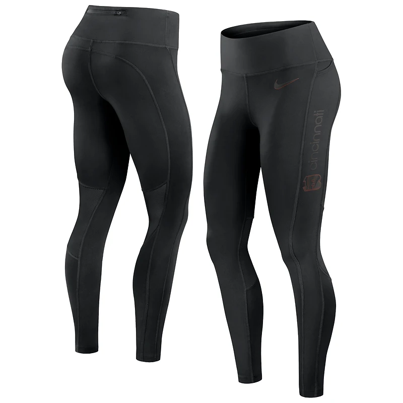 Legging Nike Dri-FIT noir pour femme avec logo Edge des Bengals de Cincinnati
