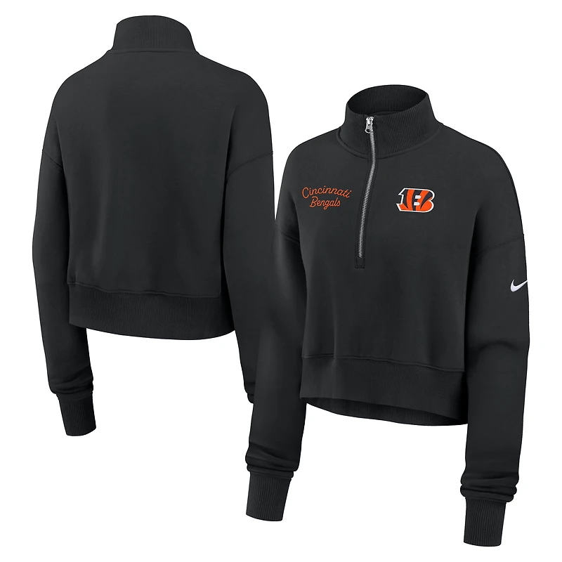 Sweat-shirt Nike noir à demi-zip pour femme des Bengals de Cincinnati Primetime Phoenix