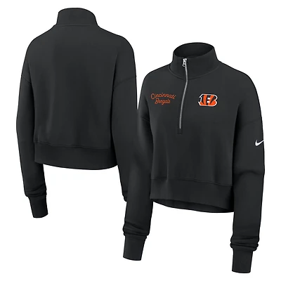 Sweat-shirt Nike noir à demi-zip pour femme des Bengals de Cincinnati Primetime Phoenix